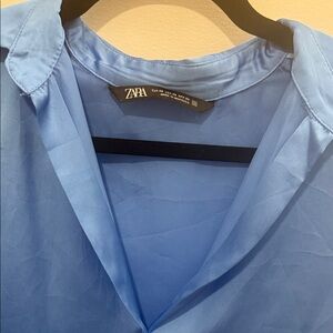 ZARA SATIN BLUE BLOUSE